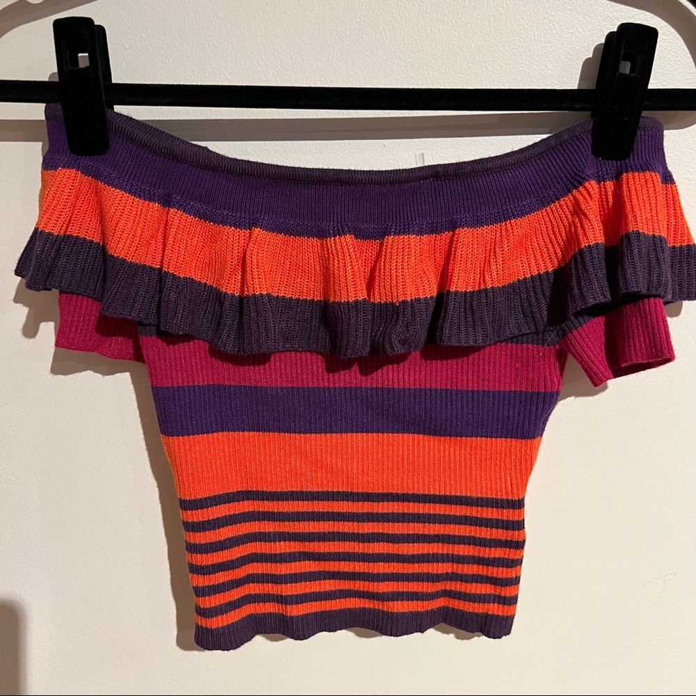 Urban Outfitters off the shoulder striped crop top NWT
